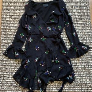 Cynthia Rowley Black Floral Malibu Wrap Dress